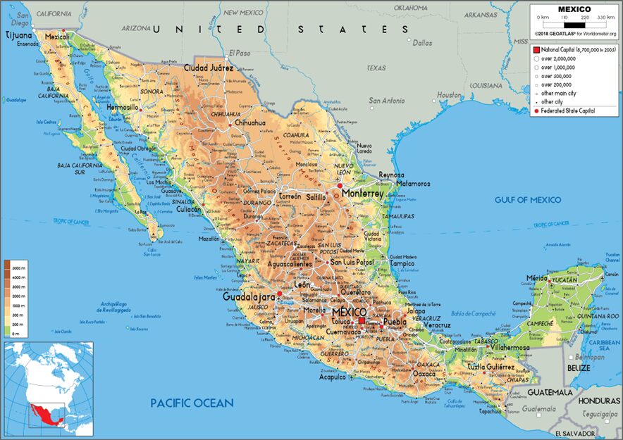 図1　メキシコ国の地形