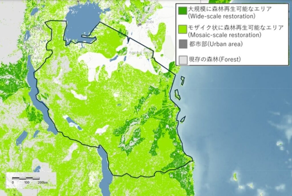 図8　タンザニアの潜在的森林回復（植林）可能エリア